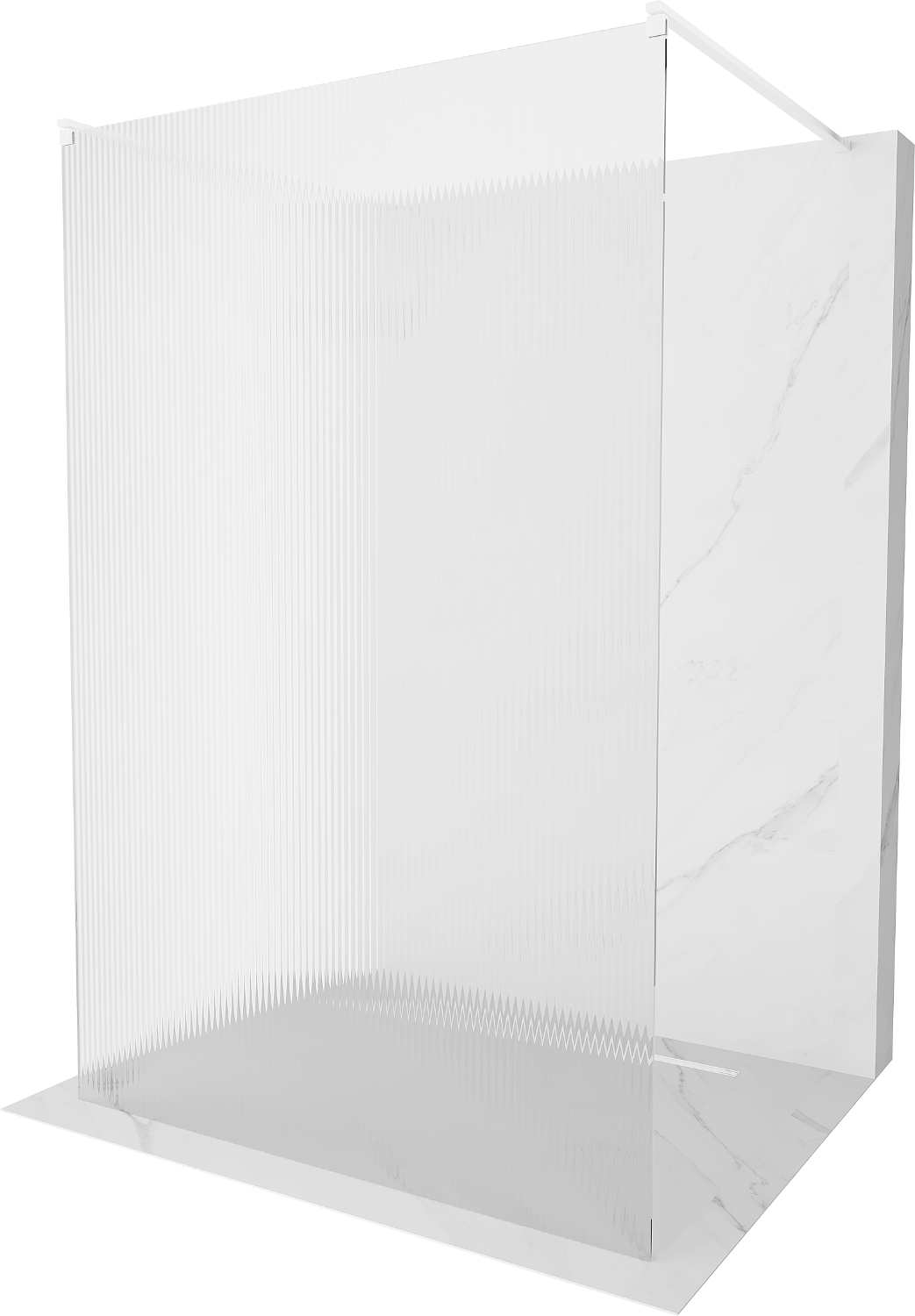 Mexen Kioto volně stojící sprchová zástěna 130 x 200 cm, proužky 8 mm, Bílá - 800-130-002-20-09
