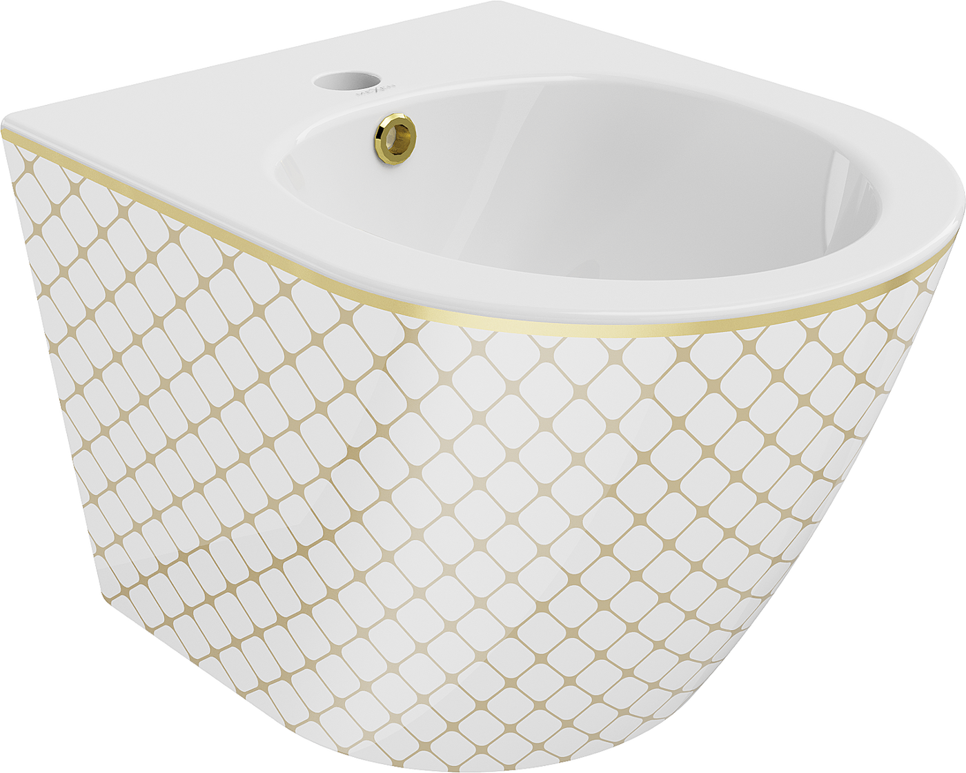 Mexen Lena závěsný bidet, Bílá/Zlatá vzor káro - 35224809