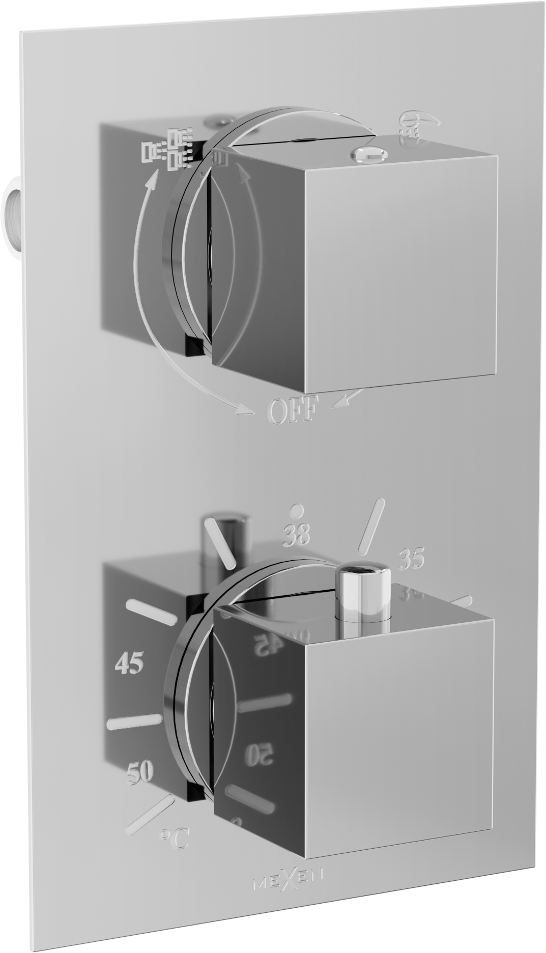Mexen Cube termostatická vanovo-sprchová baterie 2 cestná, Chromovaná - 77502-00