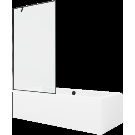 Mexen Cube obdélníková vana 170 x 80 cm s pláštěm 1-křídlovou zástěnou 100 cm, Černý vzor - 550517080X9510007070