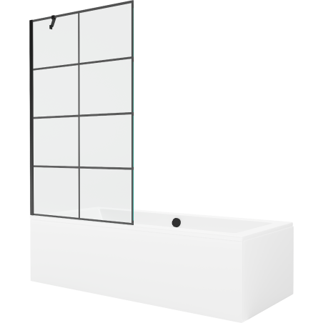 Mexen Cube obdélníková vana 170 x 80 cm s pláštěm 1-křídlovou zástěnou 100 cm, Černý vzor - 550517080X9510007077