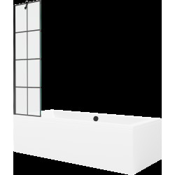 Mexen Cube obdélníková vana 180 x 80 cm s pláštěm 1-křídlovou zástěnou 50 cm, Černý vzor - 550518080X9505007077