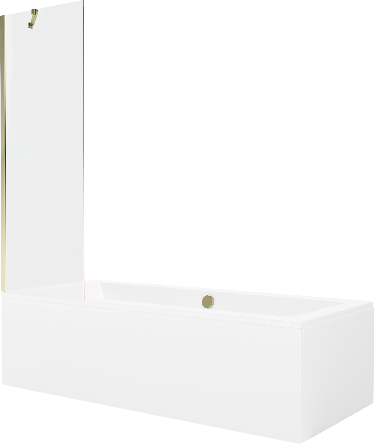 Mexen Cube obdélníková vana 180 x 80 cm s pláštěm 1-křídlovou zástěnou 60 cm, Průhledné, zlatá - 550518080X9506000050