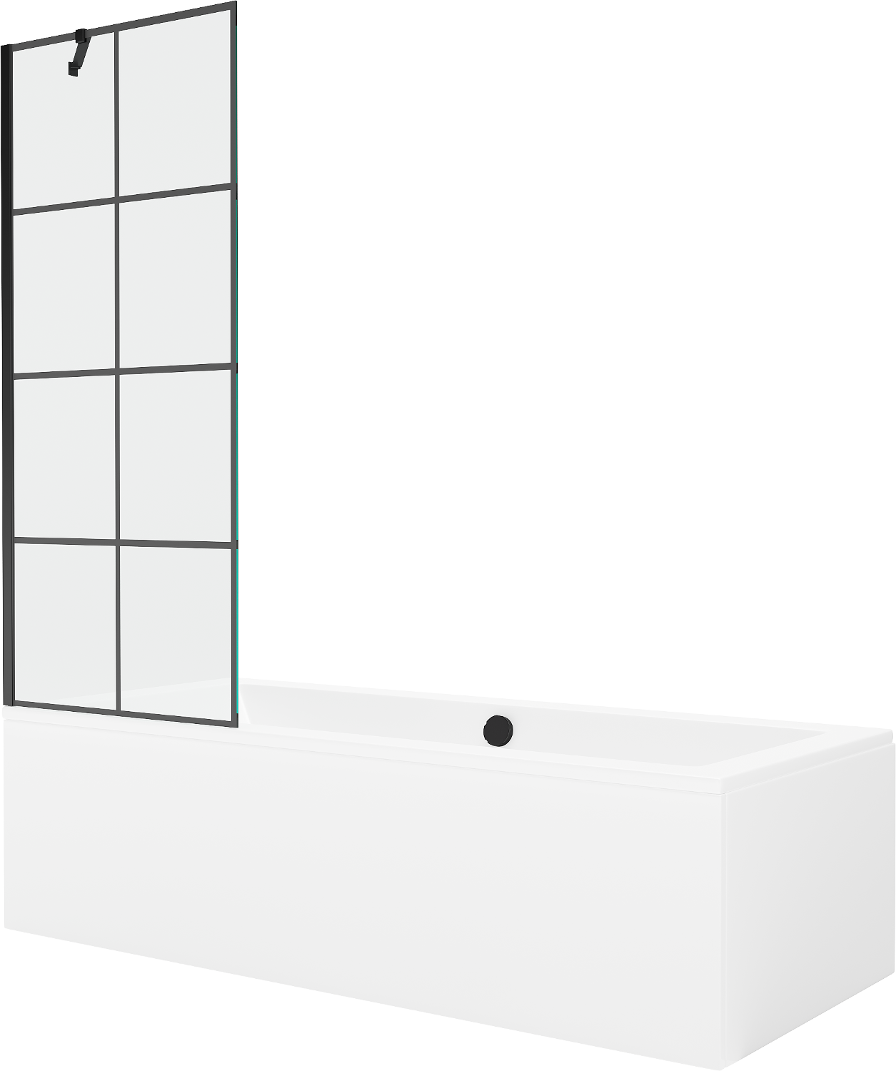 Mexen Cube obdélníková vana 180 x 80 cm s pláštěm 1-křídlovou zástěnou 70 cm, Černý vzor - 550518080X9507007077