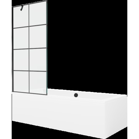 Mexen Cube obdélníková vana 180 x 80 cm s pláštěm 1-křídlovou zástěnou 80 cm, Černý vzor - 550518080X9508007077