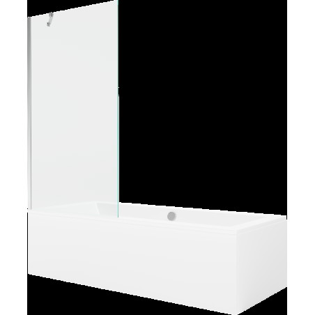 Mexen Cube obdélníková vana 180 x 80 cm s pláštěm 1-křídlovou zástěnou 90 cm, Průhledné, Chromovaná - 550518080X9509000001