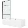 Mexen Cube obdélníková vana 180 x 80 cm s pláštěm 1-křídlovou zástěnou 90 cm, Černý vzor - 550518080X9509007077