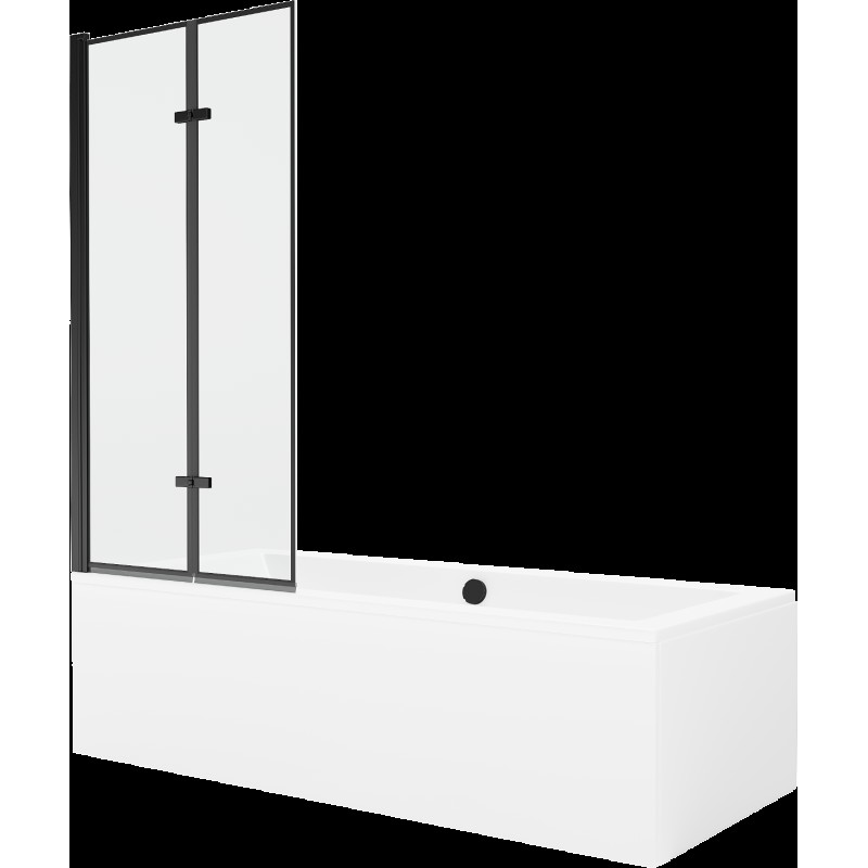 Mexen Cube obdélníková vana 170 x 80 cms pláštěm 2-křídlovou zástěnou 80 cm, Černý vzor - 550517080X9208027070