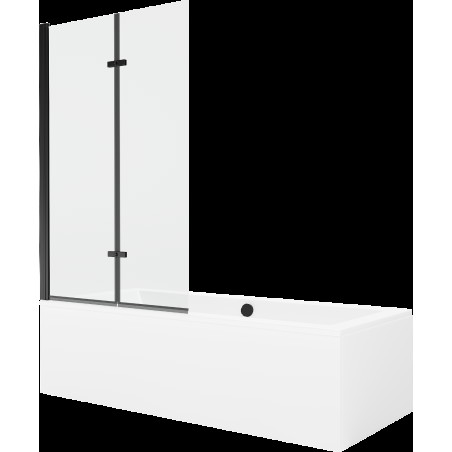 Mexen Cube obdélníková vana 170 x 80 cms pláštěm 2-křídlovou zástěnou 100 cm, Průhledné, Černá - 550517080X9210027000