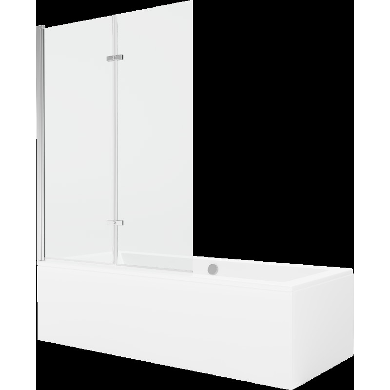 Mexen Cube obdélníková vana 170 x 80 cms pláštěm 2-křídlovou zástěnou 120 cm, Průhledné, Chromovaná - 550517080X9212020100