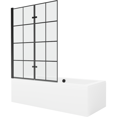 Mexen Cube obdélníková vana 170 x 80 cms pláštěm 2-křídlovou zástěnou 120 cm, Černý vzor - 550517080X9212027077