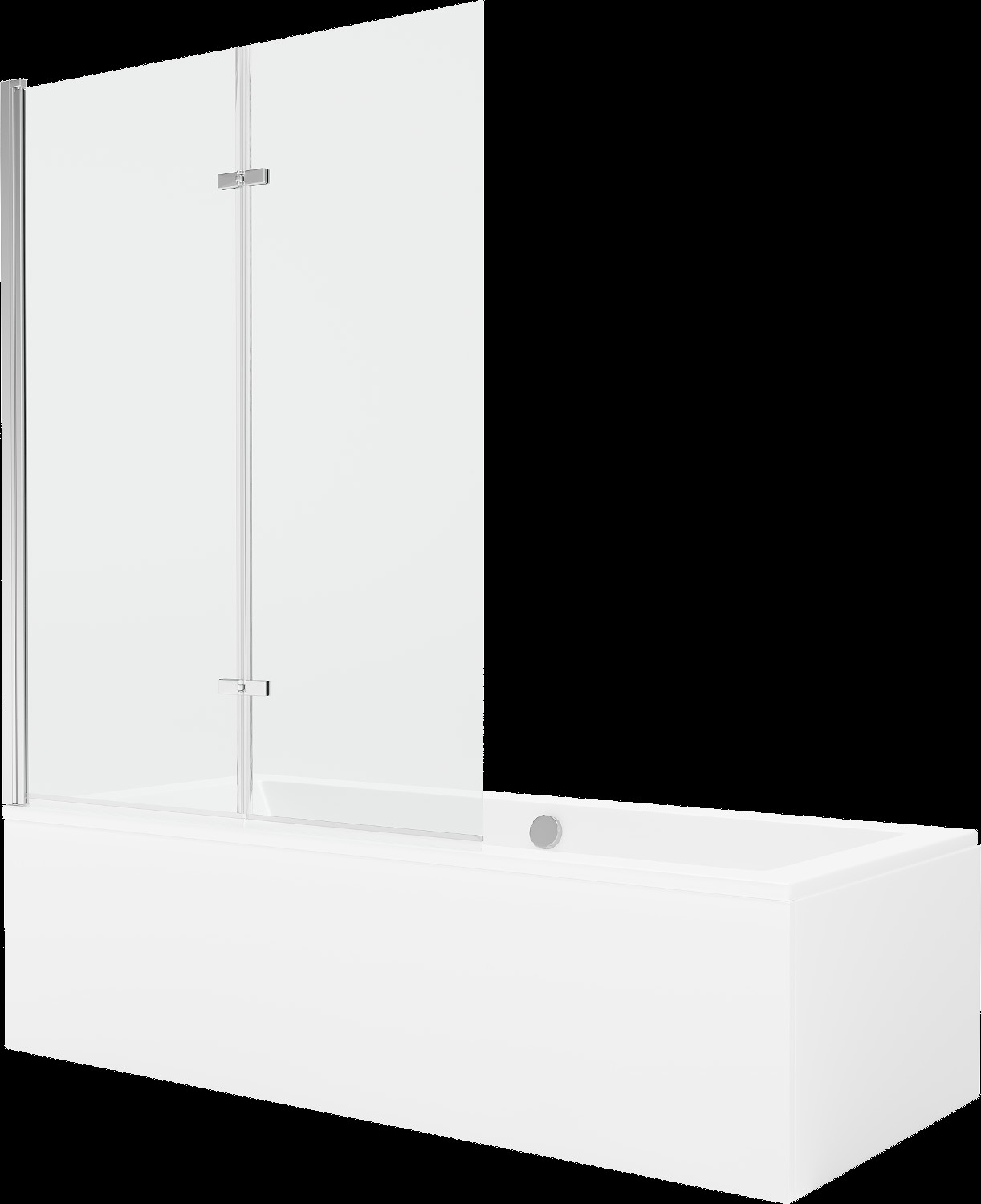 Mexen Cube obdélníková vana 180 x 80 cms pláštěm 2-křídlovou zástěnou 120 cm, Průhledné, Chromovaná - 550518080X9212020100