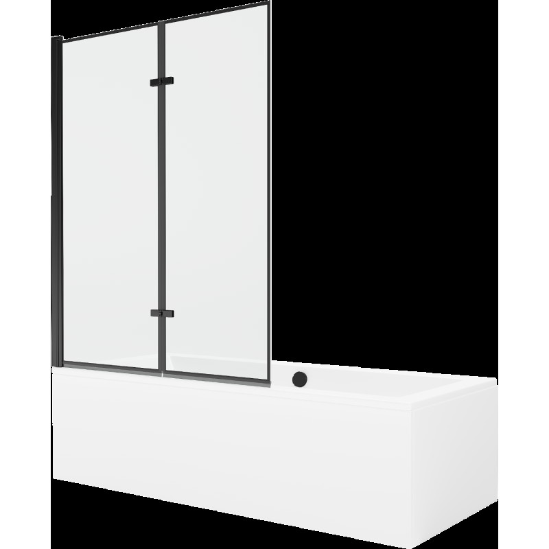 Mexen Cube obdélníková vana 180 x 80 cms pláštěm 2-křídlovou zástěnou 120 cm, Černý vzor - 550518080X92120027070