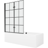 `Mexen Cube obdélníková vana 180 x 80 cms pláštěm 2-křídlovou zástěnou 120 cm, Černý vzor - 550518080X92120027077