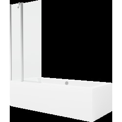 Mexen Cube obdélníková vana 170 x 80 cm s pláštěm 1-křídlovou zástěnou 80 cm, Průhledné, Chromovaná - 550517080X9408110100