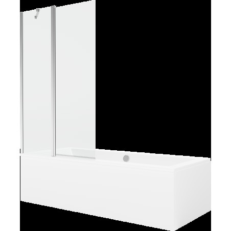 Mexen Cube obdélníková vana 180 x 80 cm s pláštěm 1-křídlovou zástěnou 100 cm, Průhledné, Chromovaná - 550518080X9410110100