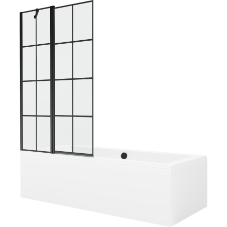 Mexen Cube obdélníková vana 180 x 80 cm s pláštěm 1-křídlovou zástěnou 100 cm, Černý vzor - 550518080X9410117077