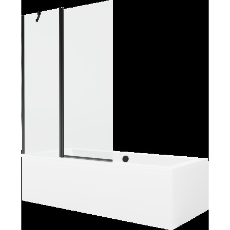 Mexen Cube obdélníková vana 180 x 80 cm s pláštěm 1-křídlovou zástěnou 120 cm, Průhledné, Černá - 550518080X9412117000