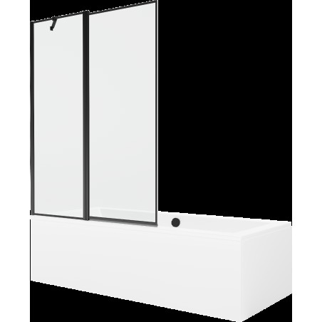 Mexen Cube obdélníková vana 180 x 80 cm s pláštěm 1-křídlovou zástěnou 120 cm, Černý vzor - 550518080X9412117070