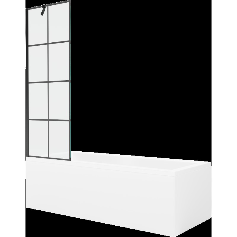 Mexen Cubik obdélníková vana 150 x 70 cm s pláštěm 1-křídlovou zástěnou 60 cm, Černý vzor - 550315070X9506007077