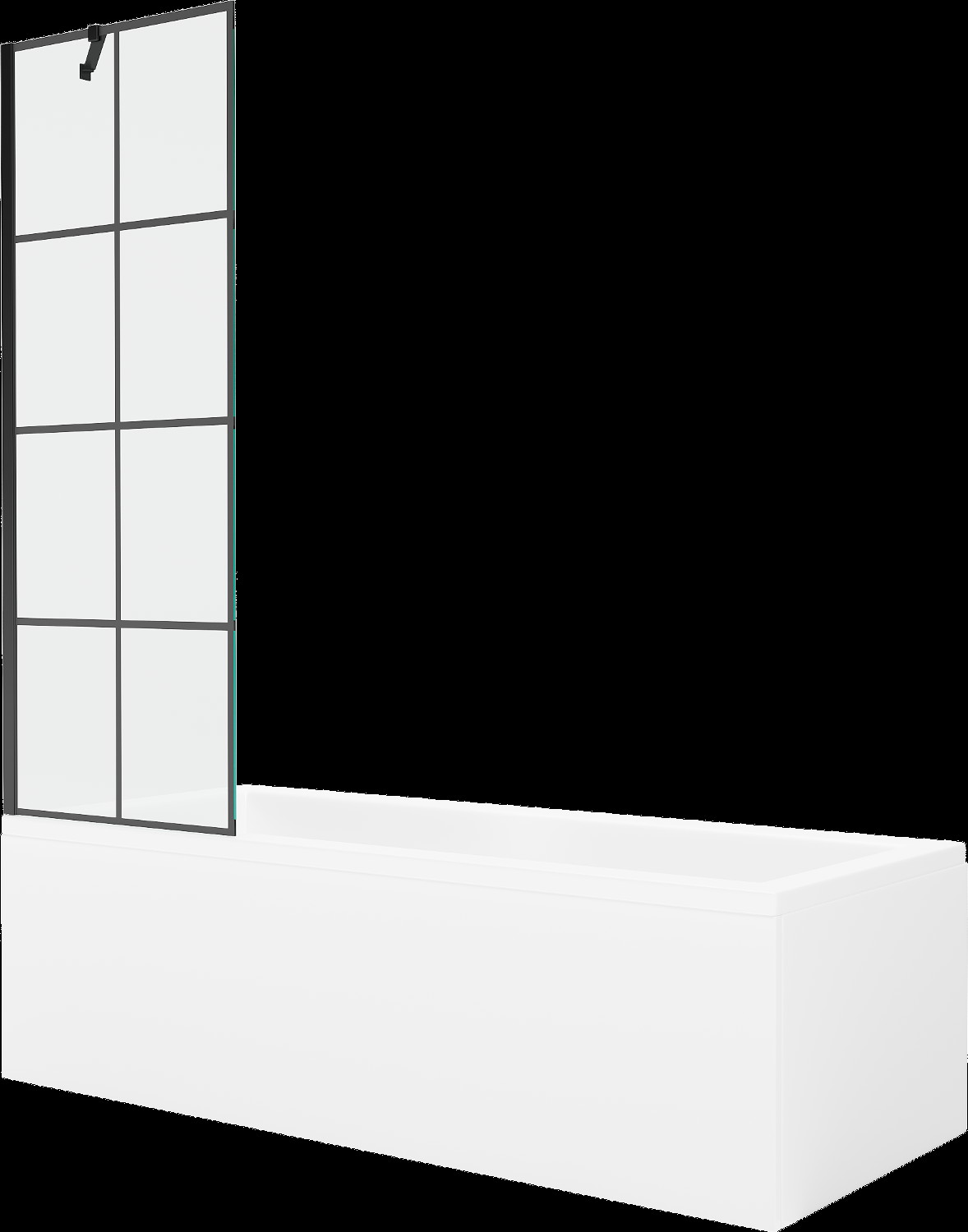 Mexen Cubik obdélníková vana 150 x 70 cm s pláštěm 1-křídlovou zástěnou 60 cm, Černý vzor - 550315070X9506007077