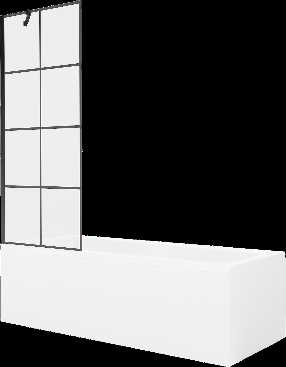 Mexen Cubik obdélníková vana 150 x 70 cm s pláštěm 1-křídlovou zástěnou 70 cm, Černý vzor - 550315070X9507007077