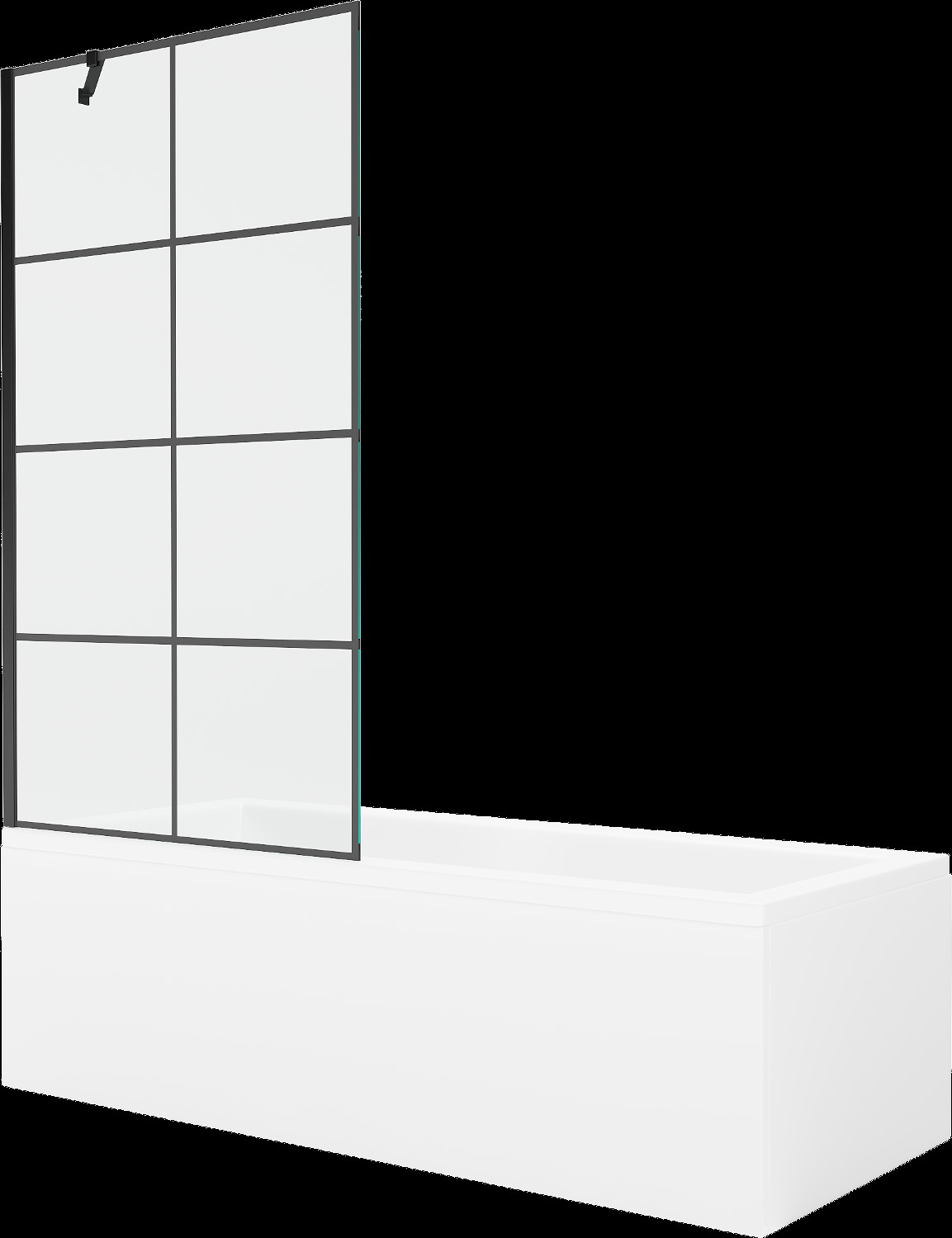 Mexen Cubik obdélníková vana 150 x 70 cm s pláštěm 1-křídlovou zástěnou 90 cm, Černý vzor - 550315070X9509007077