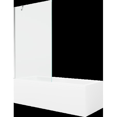 Mexen Cubik obdélníková vana 150 x 70 cm s pláštěm 1-křídlovou zástěnou 100 cm, Průhledné, Chromovaná - 550315070X9510000001