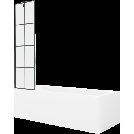 Mexen Cubik obdélníková vana 160 x 70 cm s pláštěm 1-křídlovou zástěnou 50 cm, Černý vzor - 550316070X9505007077