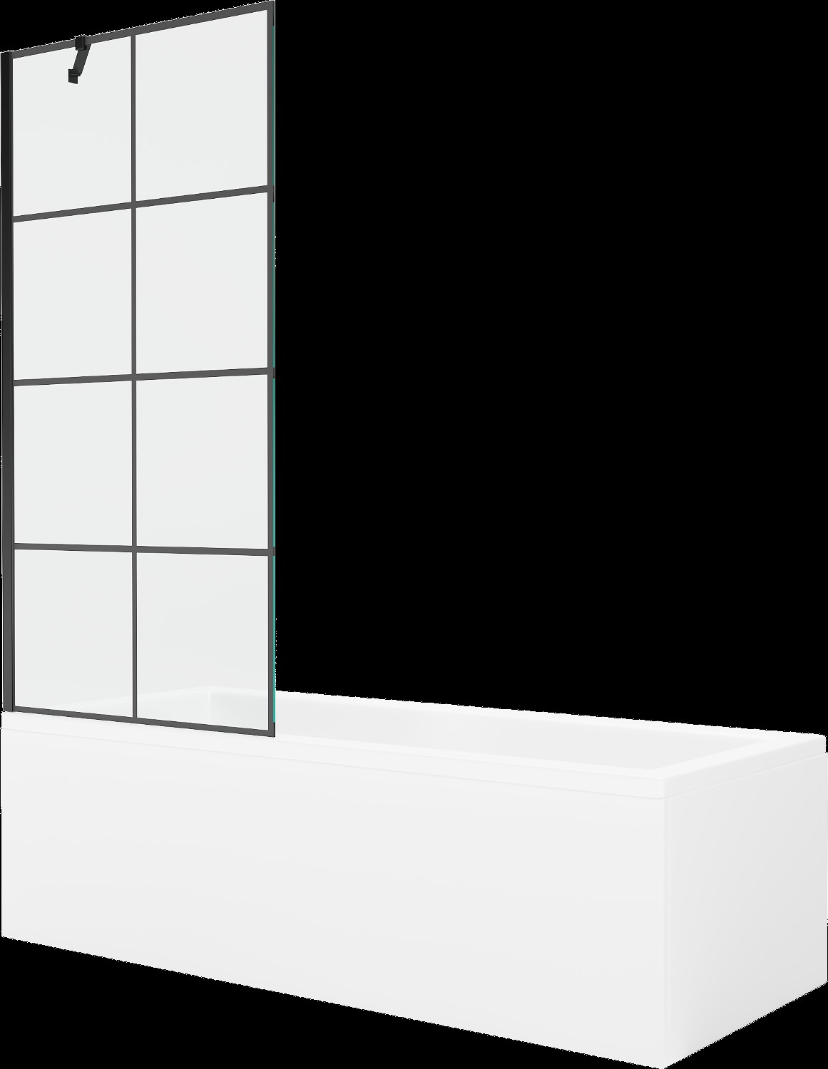 Mexen Cubik obdélníková vana 160 x 70 cm s pláštěm 1-křídlovou zástěnou 80 cm, Černý vzor - 550316070X9508007077