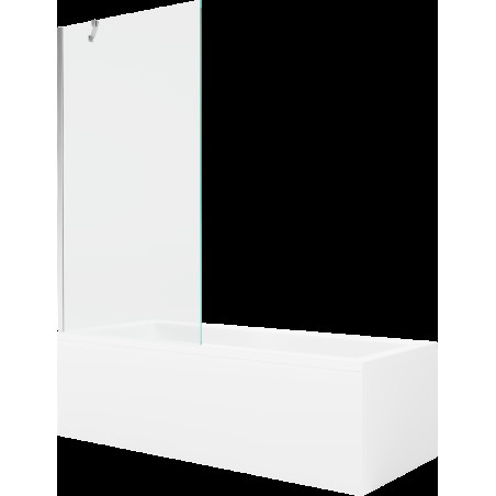 Mexen Cubik obdélníková vana 160 x 70 cm s pláštěm 1-křídlovou zástěnou 90 cm, Průhledné, Chromovaná - 550316070X9509000001