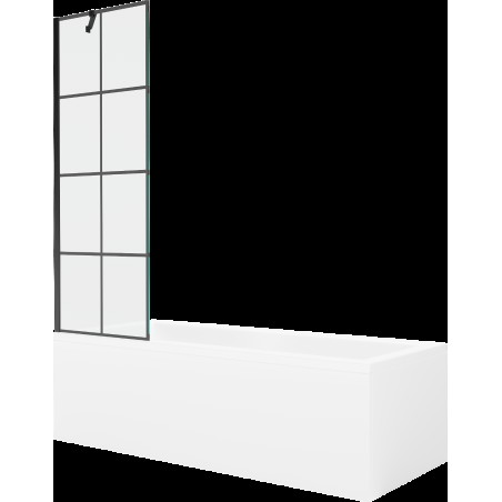 Mexen Cubik obdélníková vana 170 x 70 cm s pláštěm 1-křídlovou zástěnou 60 cm, Černý vzor - 550317070X9506007077