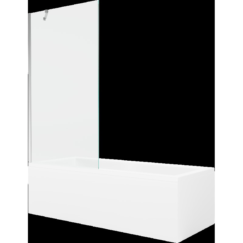 Mexen Cubik obdélníková vana 170 x 70 cm s pláštěm 1-křídlovou zástěnou 90 cm, Průhledné, Chromovaná - 550317070X9509000001