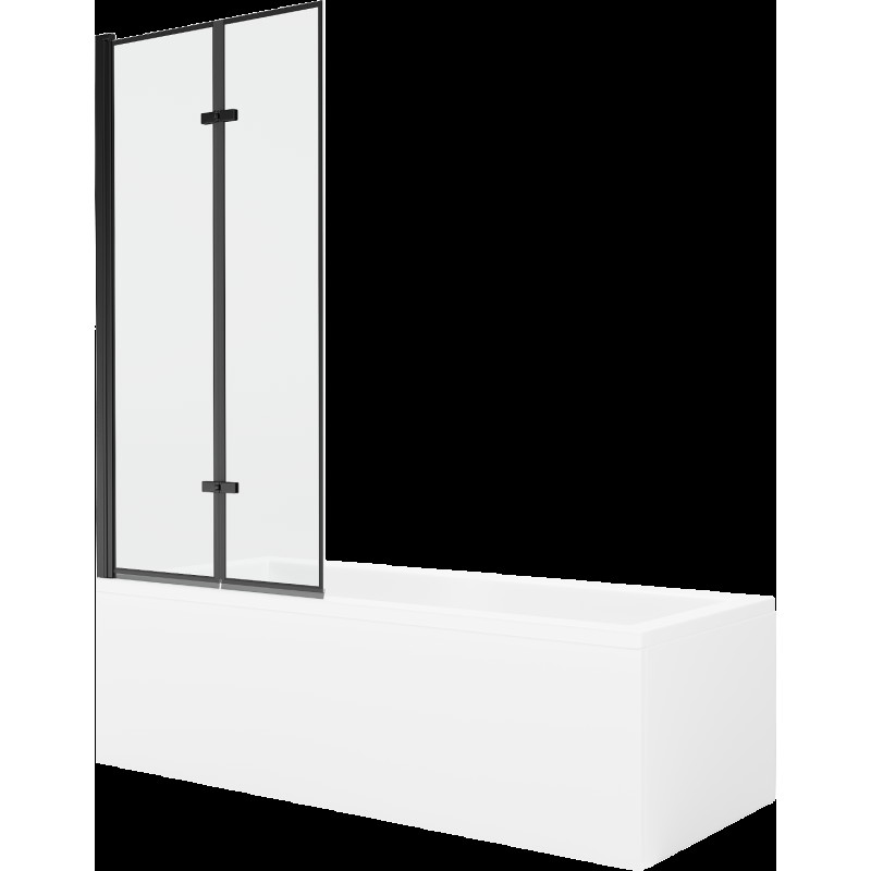 Mexen Cubik obdélníková vana 150 x 70 cms pláštěm 2-křídlovou zástěnou 80 cm, Černý vzor - 550315070X9208027070