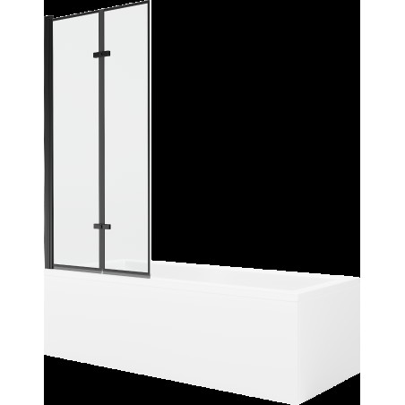 Mexen Cubik obdélníková vana 150 x 70 cms pláštěm 2-křídlovou zástěnou 80 cm, Černý vzor - 550315070X9208027070