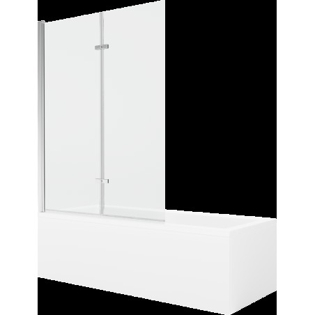 Mexen Cubik obdélníková vana 150 x 70 cms pláštěm 2-křídlovou zástěnou 120 cm, Průhledné, Chromovaná - 550315070X9212020100