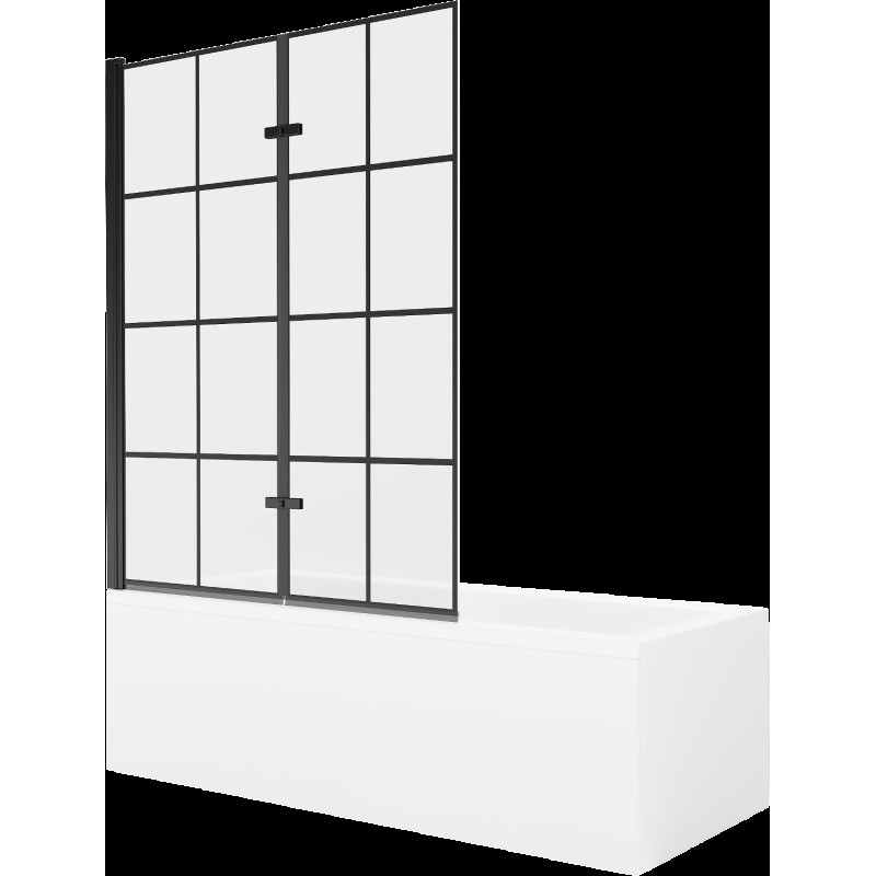 Mexen Cubik obdélníková vana 150 x 70 cms pláštěm 2-křídlovou zástěnou 120 cm, Černý vzor - 550315070X9212027077