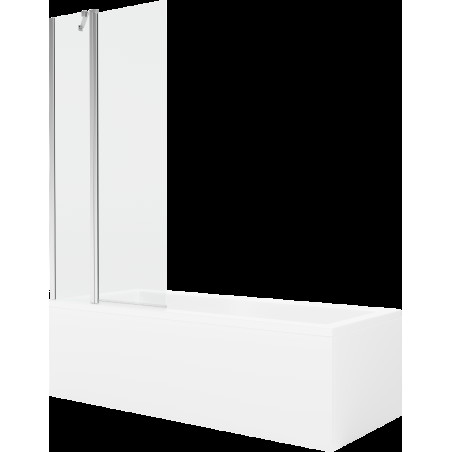 Mexen Cubik obdélníková vana 150 x 70 cm s pláštěm 1-křídlovou zástěnou 80 cm, Průhledné, Chromovaná - 550315070X9408110100