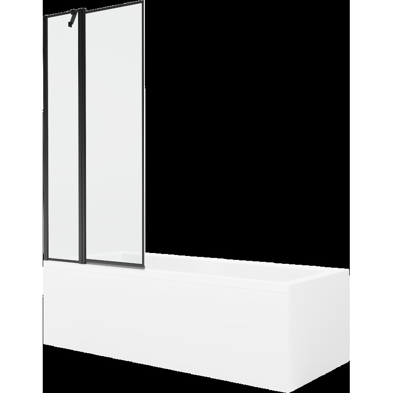 Mexen Cubik obdélníková vana 150 x 70 cm s pláštěm 1-křídlovou zástěnou 80 cm, Černý vzor - 550315070X9408117070