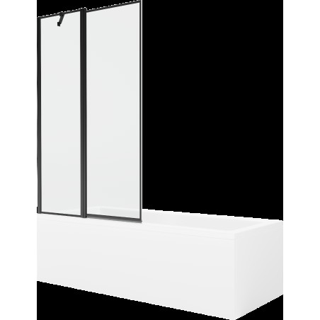 Mexen Cubik obdélníková vana 150 x 70 cm s pláštěm 1-křídlovou zástěnou 100 cm, Černý vzor - 550315070X9410117070