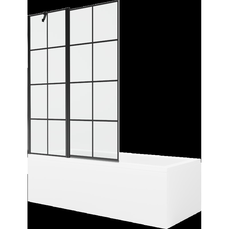 Mexen Cubik obdélníková vana 150 x 70 cm s pláštěm 1-křídlovou zástěnou 120 cm, Černý vzor - 550315070X9412117077