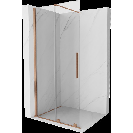 Mexen Velar sprchová zástěna posuvná Walk-in 90 x 200 cm, transparentní 8 mm, broušená měď - 871-090-000-03-65