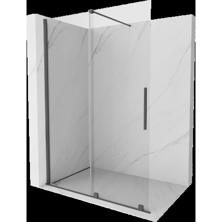 Mexen Velar sprchová stěna posuvná Walk-in 150 x 200 cm, transparentní 8 mm, broušený gun gray - 871-150-000-03-66