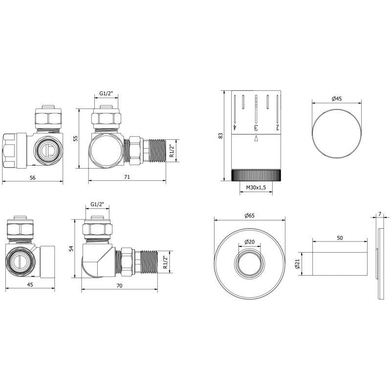 Mexen G05 souprava termostatická axiální s krytem R, zlatá - W903-958-904-50