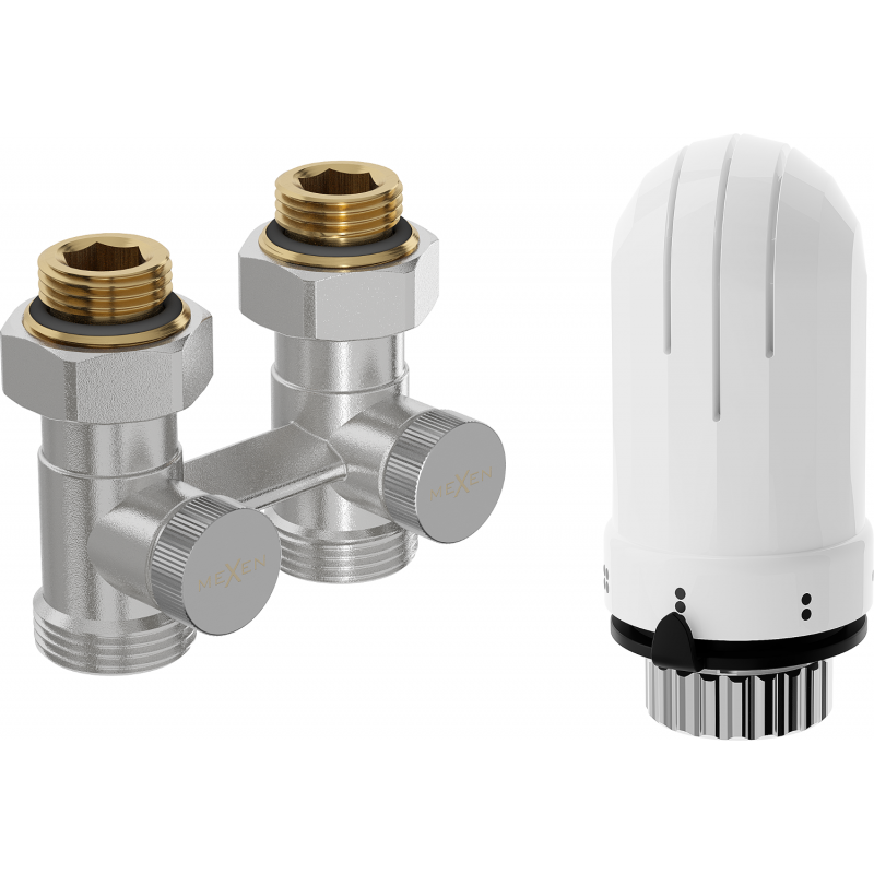 Mexen G03 dvoutrubková termostatická sada DN50, rovná 1/2"x3/4", nikl - W912-012-938-01