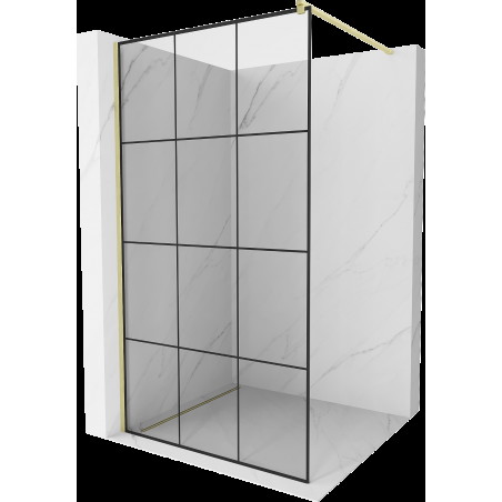 Mexen Kioto sprchová stěna Walk-in 100 x 200 cm, černý vzor 8 mm, zlato kartáčované - 800-100-101-55-77