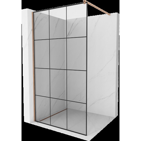 Mexen Kioto sprchová stěna Walk-in 120 x 200 cm, černý vzor 8 mm, měď broušená - 800-120-101-65-77