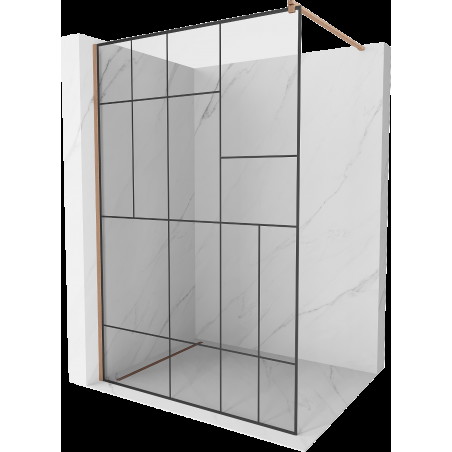 Mexen Kioto Sprchová stěna Walk-in 70 x 200 cm, černý vzor 8 mm, měď broušená - 800-070-101-65-78