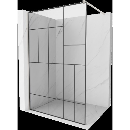 Mexen Kioto Walk-in sprchový panel 130 x 200 cm, černý vzor 8 mm, kartáčovaná nerez - 800-130-101-97-78