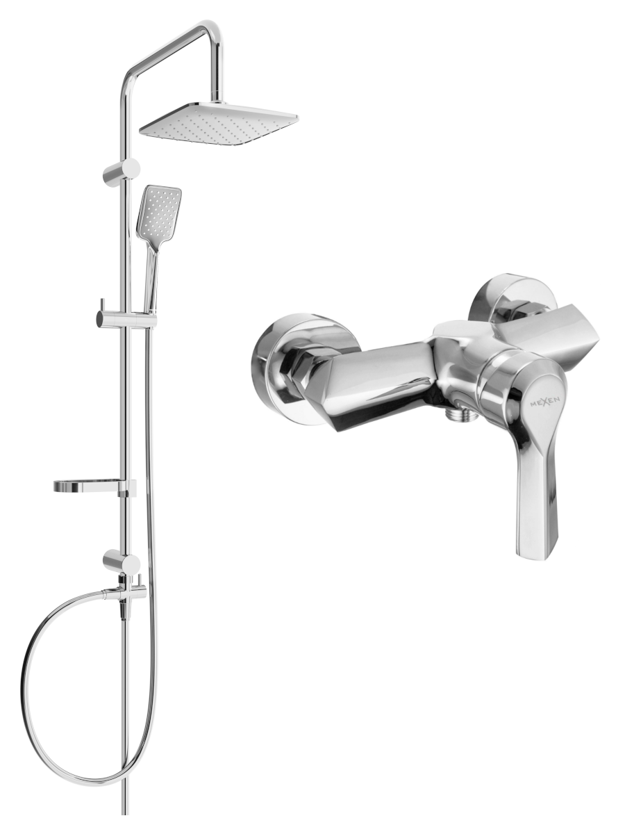 Mexen Sven odkrytý sprchový set s dešťovou sprchovou hlavicí a sprchovou baterií Sabre, Chromovaná - 72140262-00